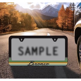 Ford Bronco Vintage Script UV Cured Ink Black Plastic License Plate Frame