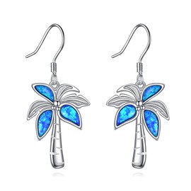 POPLYKE Bohemian Leaf Earrings for Women Sterling Silver Dangle Drop Earrings Boho Vaction Jewellery, Sterling Silver