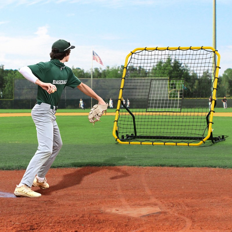 Shopsource Baseball Rebounder Net, 4x4.5FT Volleyball Pitchback Rebound with 3