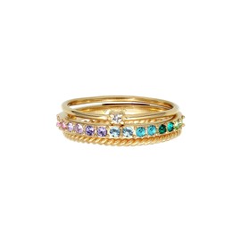 Elli Ring Ladies Set Multi-Colour Sparkling with crystals Colourful in 925 sterling silver gold plated