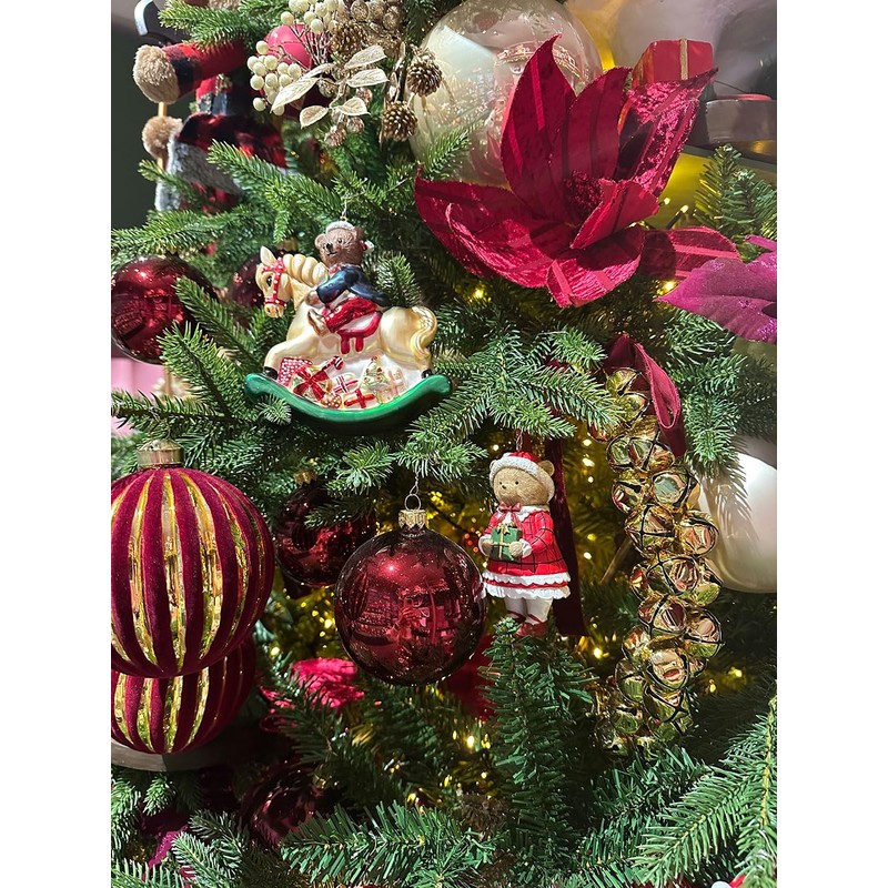 Decoris Weihnachtskugel aus Glas, Bordeauxrot, 8 cm