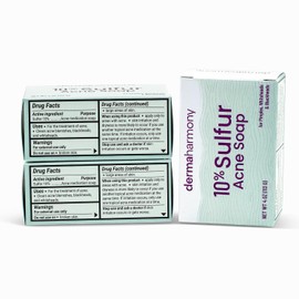 Dermaharmony- Jabón en barra para el acné con 10% de azufre (4 oz) - 3 barras