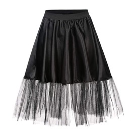 Kostümplanet® Petticoat Black with Elastic Band and Tulle Tutu Petti Coat Underskirt Black Petticoat