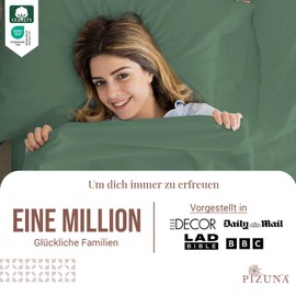 Pizuna Sheet without Elastic Band for Mattresses 90 x 200 - 120 x 200 cm Cotton Hedge Green, 400 Thread Count 100% Long Stack Cotton Bed Sheet, Satin Weave Flat Sheet 180 x 280 cm