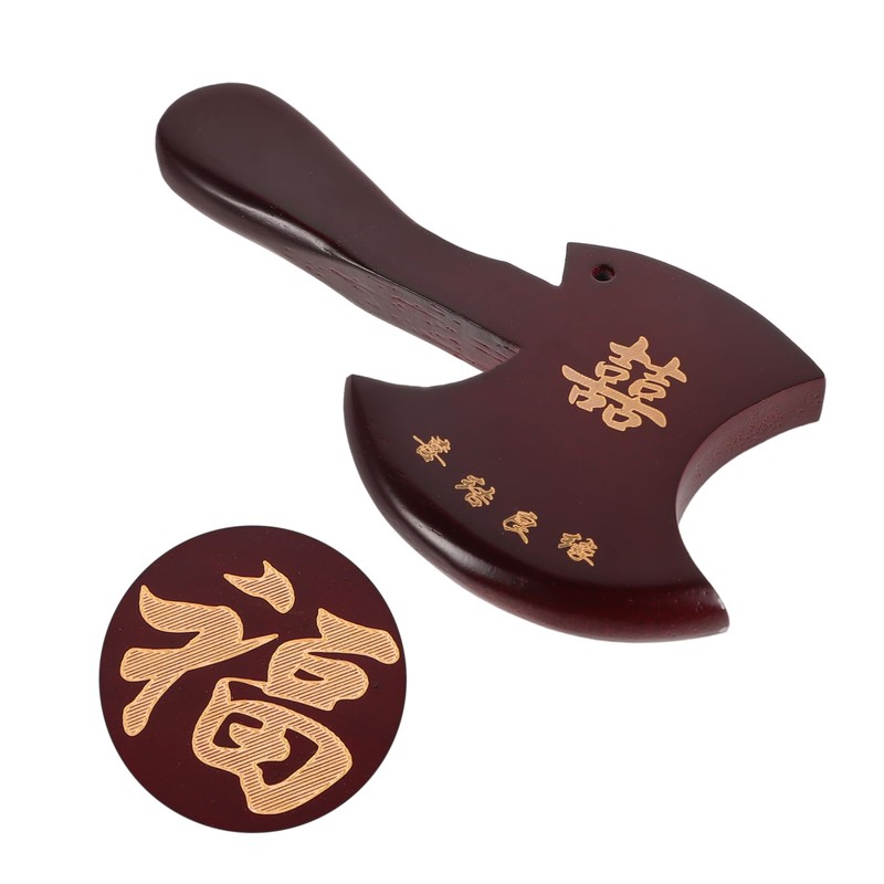 CORHAD Wooden Carved Axe Pendant Feng Shui Amulet DIY Keychain