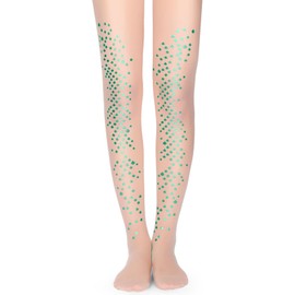 Geyoga Women's Mermaid Tights Sequin Hosiery Glitter Stockings with Fish Scales for Carnival Party, Green