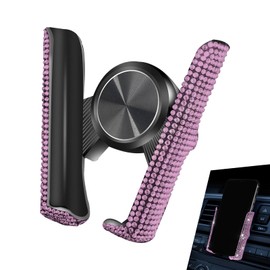 Downhill 1 PC Rhinestone Air Vent Phone Mount, 360°Adjustable Bling Car Phone Holder, Non-Slip Mini Navigation Holder, for Girl Car Accessories Interior (Pink)