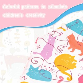 TOPWAYS Kids Aprons, Cute Cartoon Kitchen Cooking Apron for Boys and Girls, Kids Apron for Art Painting Gardening, cat apron