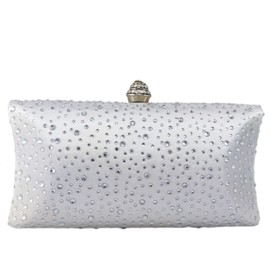 Boutique De FGG Crystal Clutch Purse for Women Formal Evening Bags Party Rhinestone Clutch Bag Wedding Prom Handbags,Mini,Silver