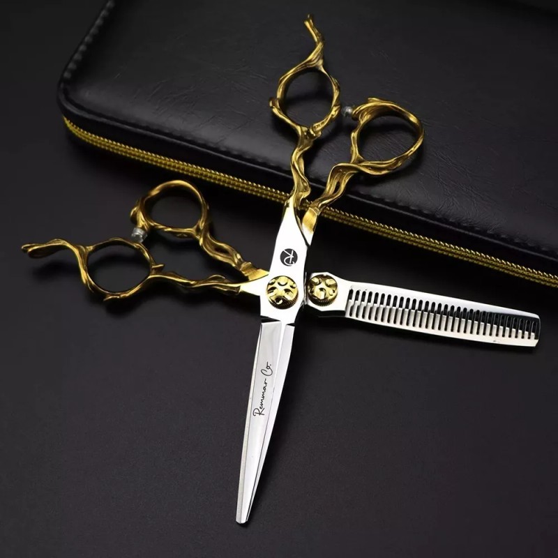 Remmar Co Set 2 Tijeras 6 Pulgadas Estilista Barbero Dorado