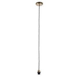 BRIA Twisted Black Pendant Cord Ceiling Light with Antique Brass E27 Edison Fitting