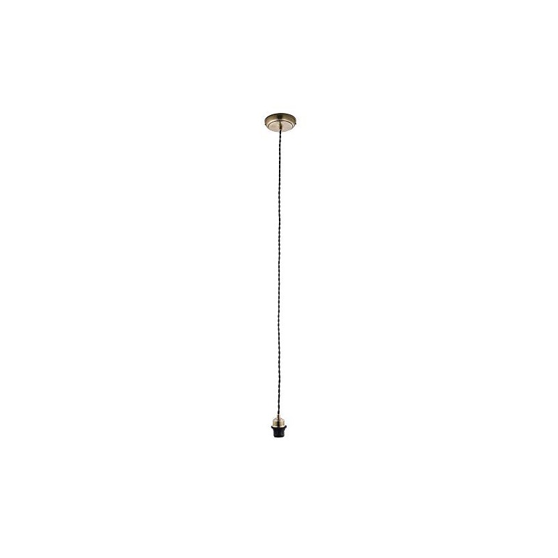 BRIA Twisted Black Pendant Cord Ceiling Light with Antique Brass
