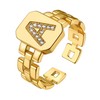 GOLDCHIC JEWELRY Letter Ring Copper Women's Open Adjustable Stackable Ring