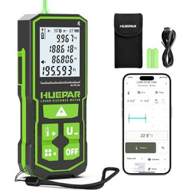 Huepar Bluetooth Green Laser Measuring Tool 200FT, S60-G-BT | APP Control, Green Beam, ±1/16" High Accuracy, Rechargeable USB-C Laser Distance Meter,
