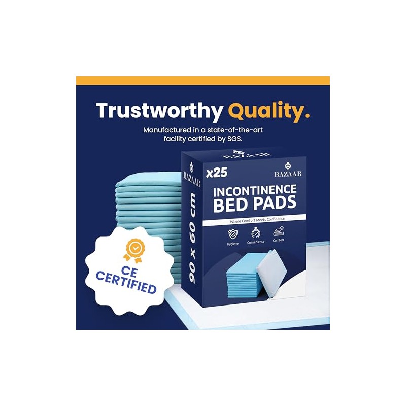 25 x Bazaar Incontinence Bed Pads Disposable 90 x 60cm