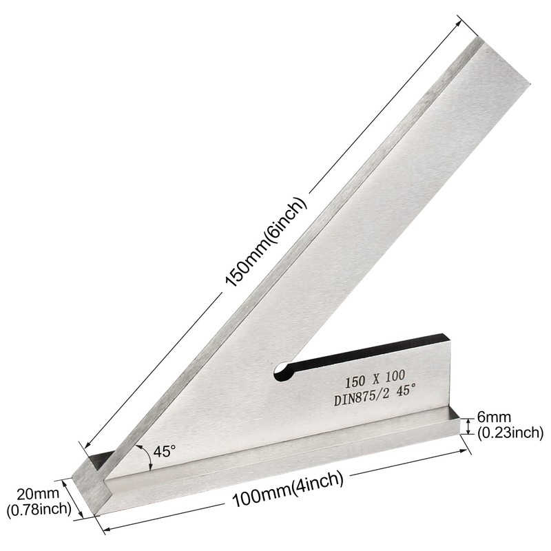 DDWT 45 Degree Machinist Square Miter Square Removable Base DIN