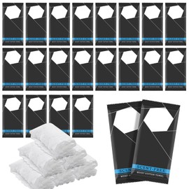 50 Count Moist Cotton White Towel Towelettes Bulk Individually Wrapped Unscented Disposable Wet Face Hand Skin Towels Single Use Disposable Face Wash Washcloths for Travel Sport Spa Party