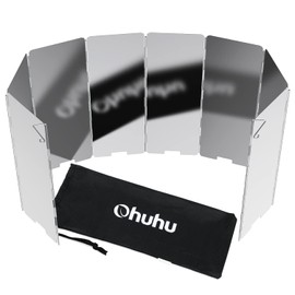 Camp Stove Windscreen, Ohuhu Camping Stove Windscreen 8 Plates Aluminum Folding Portable Camping Stove Windshield Grill Wind Screen for Camp with Carry Bag for Camping Hiking Picnic Backpacking