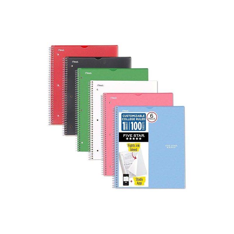 Five Star Cuaderno Espiral 1 Tema Reglas Universitarias Paquete de