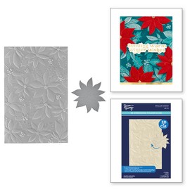 Spellbinders E3D-072 Playful Poinsettia 3D Embossing Folder by Simon Hurley, Clear