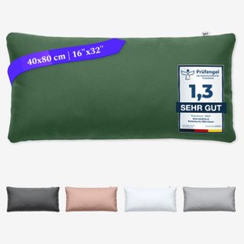 Wolkenfeld Cushion cover 40 x 80 cm, green, cuddly soft and non-iron, super soft pillowcase, cushion cover with concealed zip