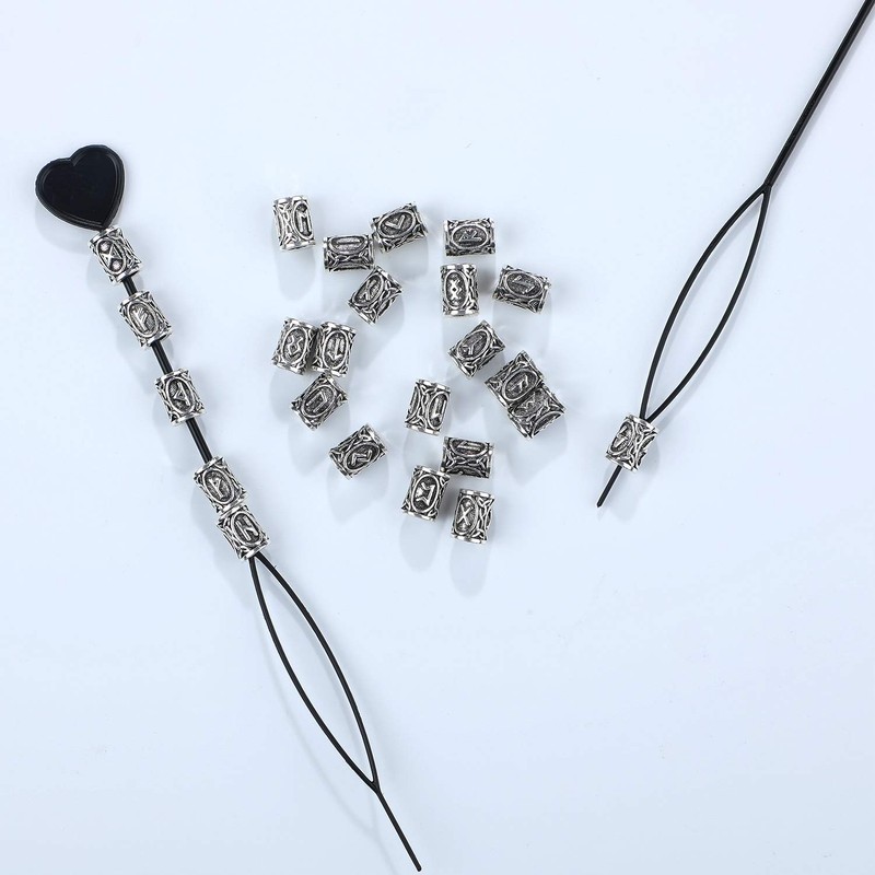 Willbond 24 x Hair and Beard Beads, for Braids, Nordic
