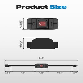 Extension Cord with Switch, Malictele 2FT 3 Prong 14AWG Outdoor Extension Cord Waterproof with Red Led On/Off Switch 15A 125V for Household Appliances Electrical Equipment