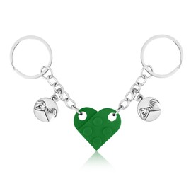 XIHIRCD Matching Brick Heart Keychain for Couples, Custom Couple Key Chain Pinky Promise Pendant Cute Couple & Friendship Gifts for Boyfriend Girlfriend Friend Couples(Green)