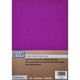 Craft Artist A4 Double - Sided Glitter Card - Purple - 250GSM - Non Shed - Use with Cricut, Brother, Silhouette - for Paper Craft, Birthday Toppers, Home Decor, Stationary, (10 Pack)