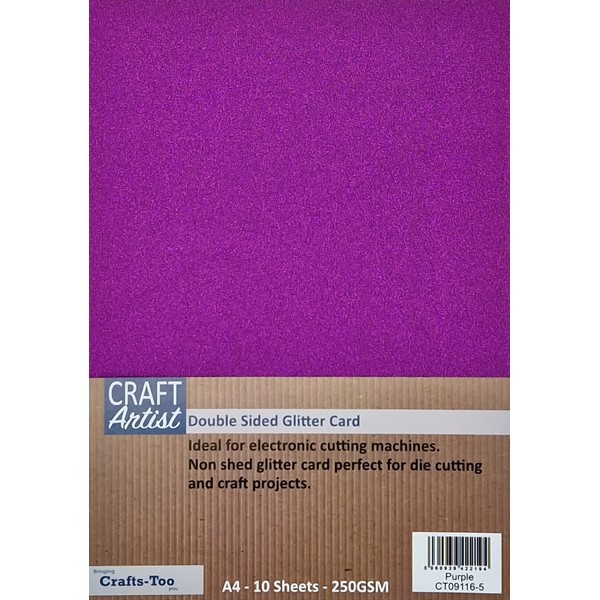 Craft Artist A4 Double - Sided Glitter Card - Purple