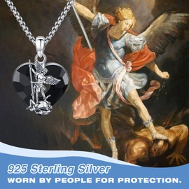 YueYuan Religious Saint Michael / Saint Christopher / Guadalupe Necklace 925 Sterling Silver Women Men Saint Patron Saint Pendant Amulet Jewellery Gift, Sterling Silver, No Gemstone