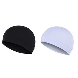 Asng Inner Cap, Set of 2, Summer, Bike Cap, Cool, Sweat Absorbent, Quick Drying, Breathable, Stretchy, Cycling, Running, Dry, Deodorizing, Antibacterial, Unisex (White + Black)