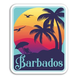 2 x 10cm Barbados Vinyl Stickers - Sunset Travel Sticker Laptop Luggage #18157 (10cm Tall)