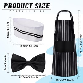 SATINIOR 3 Pcs 1950s Adult Waiter Costume Hot Dog Soda Jerk Movie Night Waitress Cosplay Costume Circus Party (Black and White)