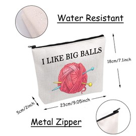 Crochet supplies Bag Knitting Project Bag I Like Big Balls Make Up Bag Funny Knitting Gift For Knitter