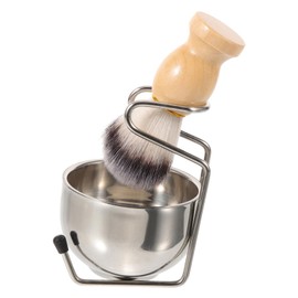 BIUDECO Shaving Brush Set Male Shaving Brush Tool Home Shave Bowl and Stand Portable of Iron Alloy Wood