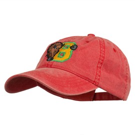 Small Bison Mascots Embroidered Washed Cap - Red OSFM