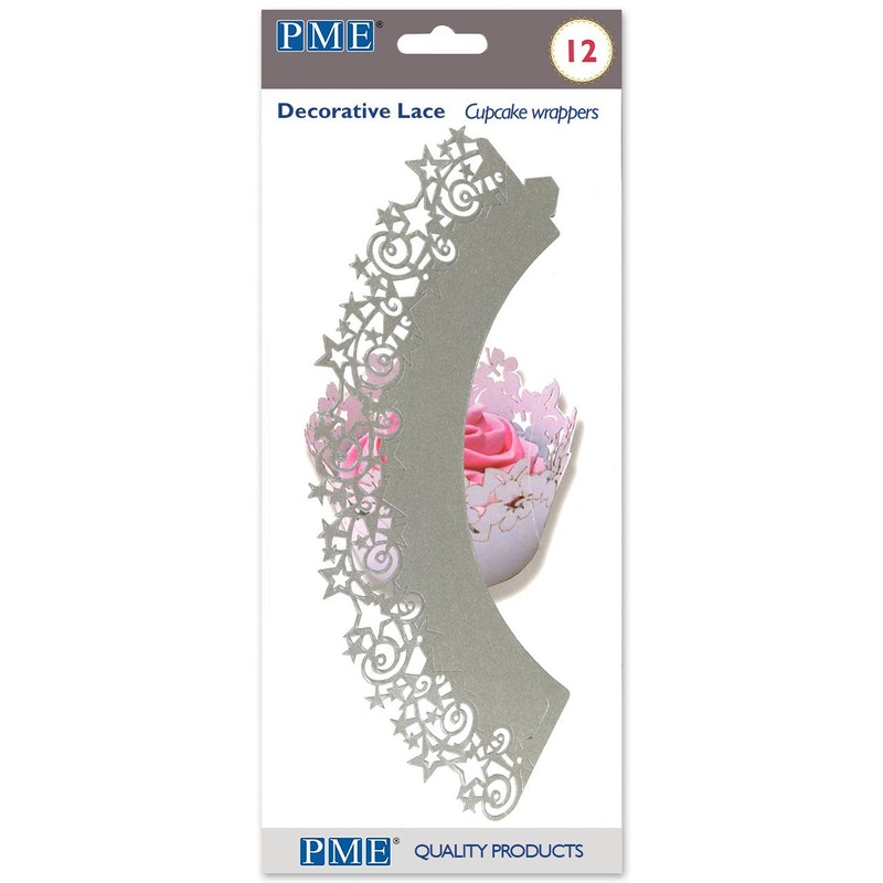 PME Silver Stars Cupcake Wrappers, Pack of 12