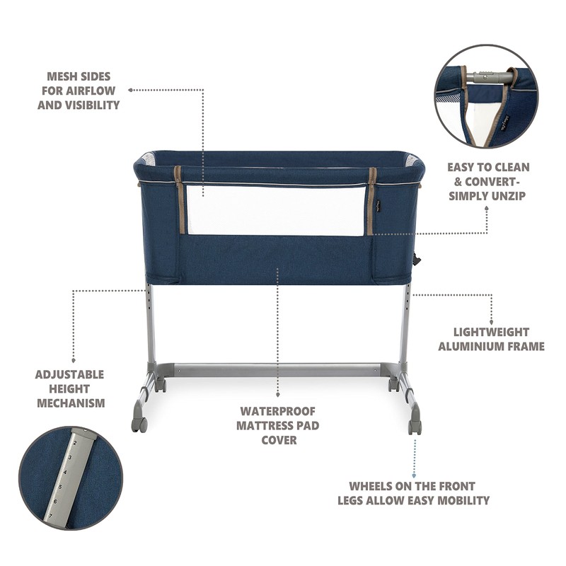 Dream On Me Waves 3-in-1 Baby Bassinet, Bedside Sleeper and
