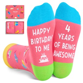 Zmart 4th Birthday Gifts for Girls - Socks for Toddlers 4t, 4 Year Old Girl Boy Gift Ideas, Presents for 4 Year Olds, Pink