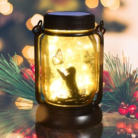 Fairy Dog Jar Light, Lighted Mason Jar, Christmas Gift, Solar Light, Garden Decor, Garden Gifts, Gifts for Dog Lovers, Solar Fairy Lantern, Fairy Garden jar Solar Light