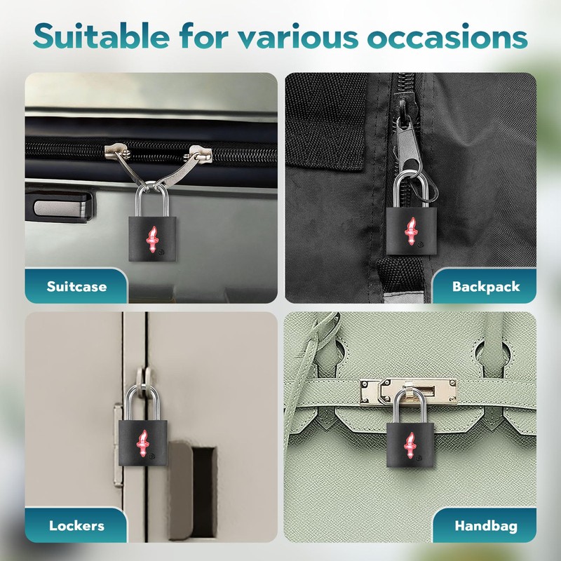 DUALCROWN 4 Pack Black TSA Luggage Locks with Key+4 Pack