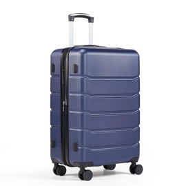 InfiniPower 24 Inch Expandable Hardside Carry-On Luggage, Hard Shell Lightweight Rolling Suitcase with Double Spinner Wheels & TSA Lock, Blue