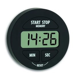 TFA Dostmann Digitaler Timer und Stoppuhr, 38.2022.01, klein und handlich, magnetisch, mit Memory-Funktion, schwarz,L 55 x B 17 x H 55 mm