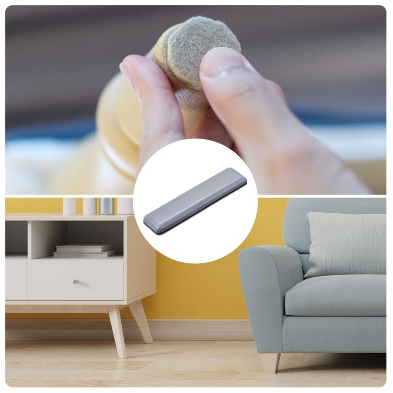 METALLIXITY PTFE Furniture Slider Gliders (70x19mm) 8Pcs, Rectangle Self-Adhesive Floor