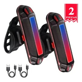 Luz Trasera LED Jeeyee Recargable USB Roja y Azul 800 lm IPX4 para Bicicleta