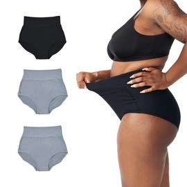 Bodily The All-In Panty, Maternity, Postpartum & C-Section Underwear, High Waisted, Soft, Stretchy & Comfortable for Pregnancy & Postpartum (XL, 3pk, Black/Slate/Slate)