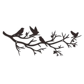 Zzbakress Black Birds Wall Art Metal Birds Wall Decor Cute Birds on Branch Wall Decor for Home Black Metal Tree with Birds Outdoor Hanging Wall Decor for Living Room Garden Yard Patio (Medium)
