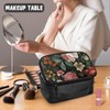 AZULCUSTO Retro Floral Cosmetic Bag Travel Makeup Bag Organizer Makeup