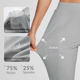 BALEAF Womens Work Pants Stretch Petite Dressy Slacks with Pockets Travel Golf Business Casual Light Grey M